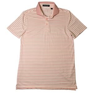 G/Fore Men's Small Perforated Pink Stripe Tech Jersey Performance Polo Golf